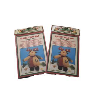 Homespun Crafts Holiday Bean Bag Craft Kit Patchwork Reindeer Lot of 2 New